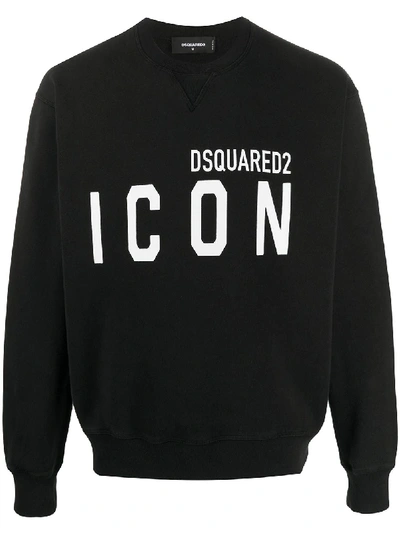 Shop Dsquared2 Icon-print Crew Neck Sweatshirt In Black