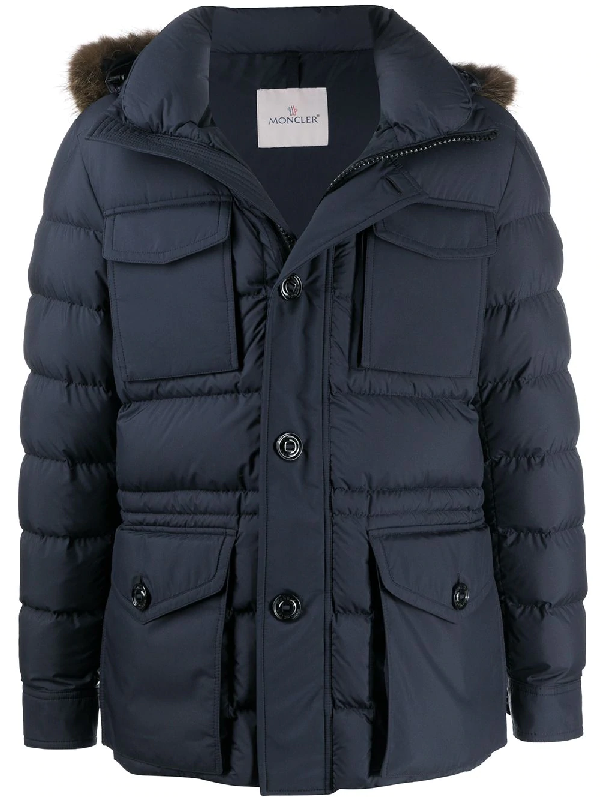 moncler fur trimmed hooded coat