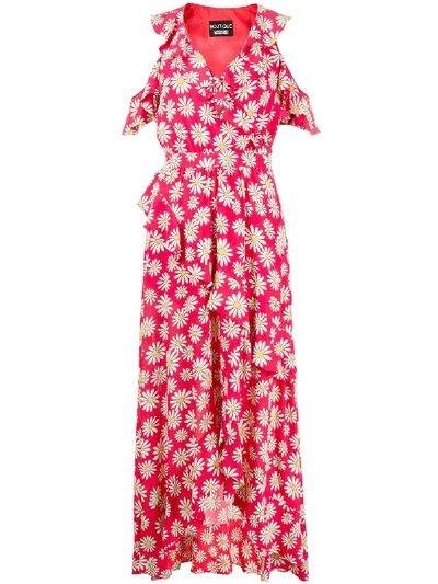 Shop Boutique Moschino Off-the-shoulder Daisy Wrap Dress In Pink