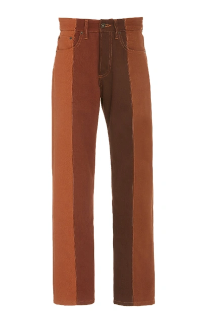 Shop Y/project Multicolor Striped Rigid High-rise Straight-leg Denim In Brown