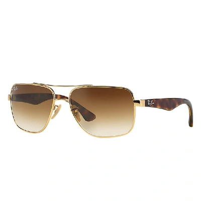 Shop Ray Ban Sunglasses Man Rb3483 - Tortoise Frame Brown Lenses 60-16