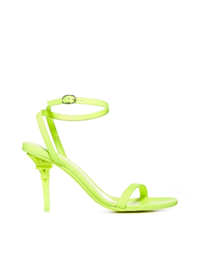 Shop Vetements Eiffel Tower Leather Sandals In Fluo Yellow