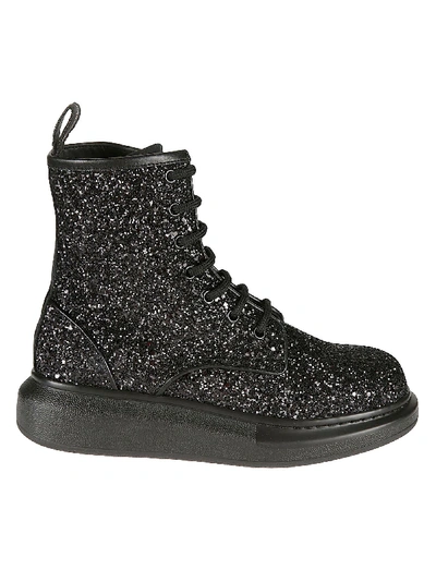 Shop Alexander Mcqueen Glitter Applique Boots In Black