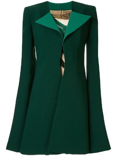 Shop Saiid Kobeisy Colour-block Fitted Mini Dress In Green