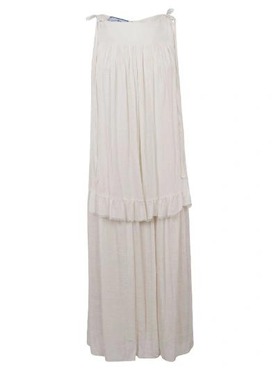 Shop Prada Sleeveless Long Dress In Ivory