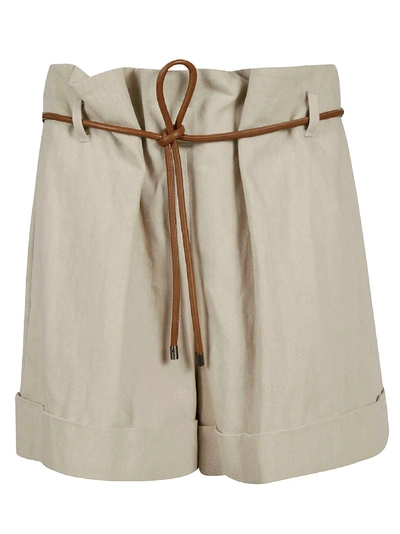 Shop Brunello Cucinelli Rope-belted Shorts In Pebble