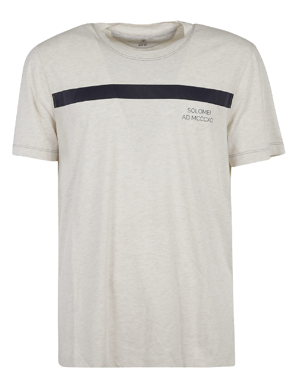 Brunello Cucinelli Classic Logo T-shirt In White/black | ModeSens
