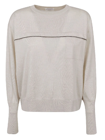 Shop Brunello Cucinelli Centre Embellished Sweater In Oats