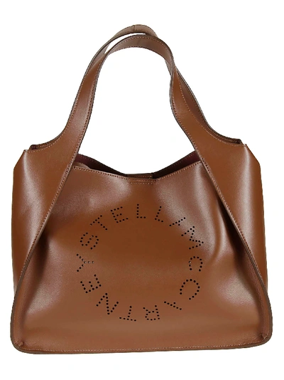 Shop Stella Mccartney Perforated Logo Tote In Cuoio