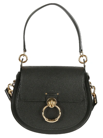 Shop Chloé Ring Applique Shoulder Bag In Black
