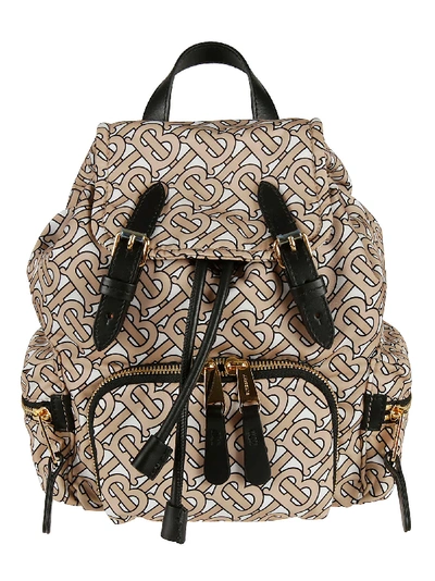 Shop Burberry All-over Printed Backpack In Beige