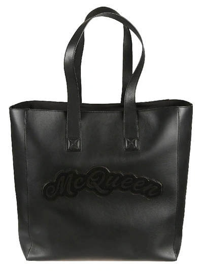 Shop Alexander Mcqueen Logo Patched Shopper Bag In Black