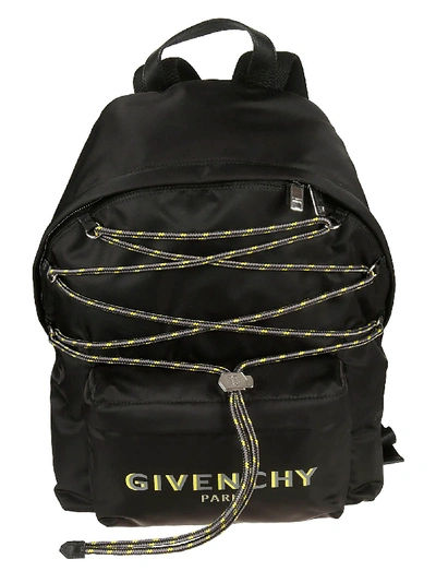 Shop Givenchy Logo Backpack In Black/yellow