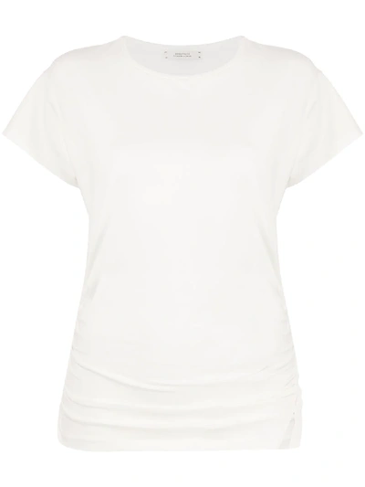 Shop Dorothee Schumacher Ruched Crew-neck T-shirt In White