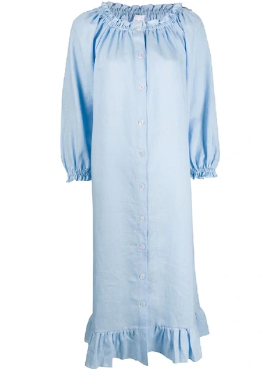Shop Sleeper Ruffle-detail Shift Dress In Blue