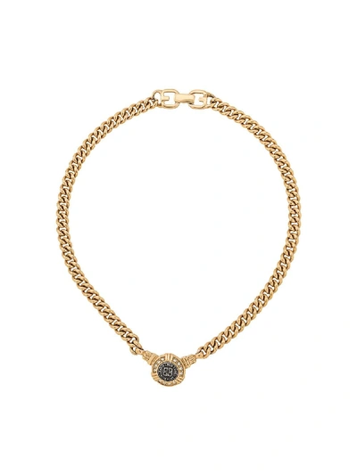 Pre-owned Givenchy 1980s Crystal-embellished Chain Necklace In Gold