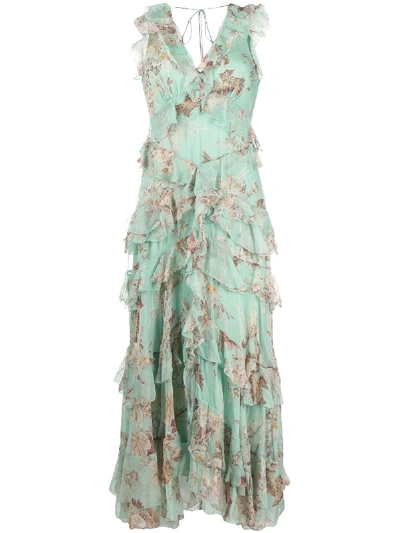 Shop Zimmermann Ruffle Front Dress In Green