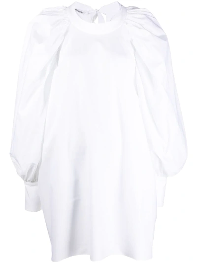 Shop Parlor Puff-sleeve Bow-detail Shift Dress In White