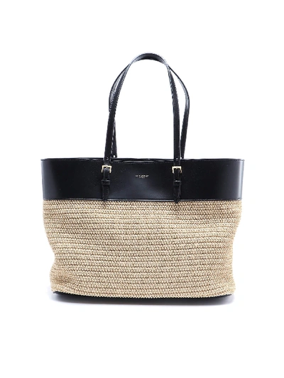 Shop Saint Laurent Raffia Tote In Naturale/nero