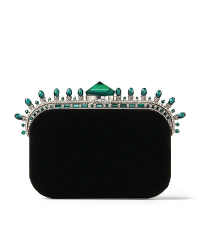 Shop Jimmy Choo Embellished Velvet Cloud Clutch Bag