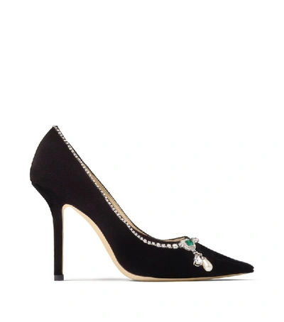 Shop Jimmy Choo Love 100 Suede Pumps With Crystal Detail