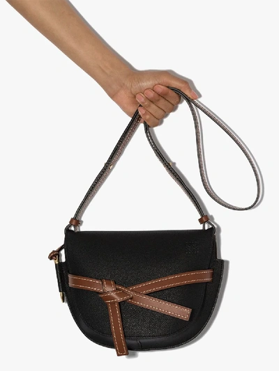 Shop Loewe Black Gate Small Leather Shoulder Bag