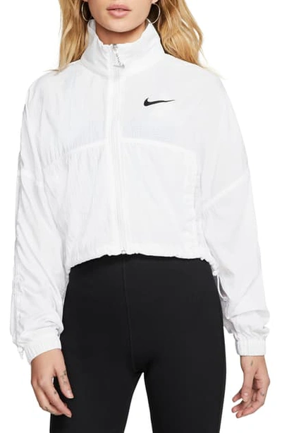 Shop Nike Sportswear Swoosh Crop Jacket In White/black