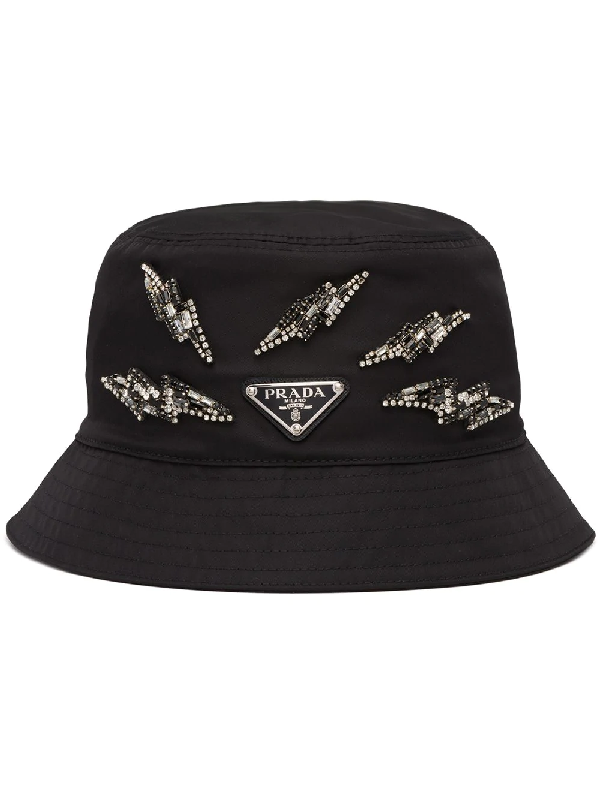 prada logo plaque bucket hat