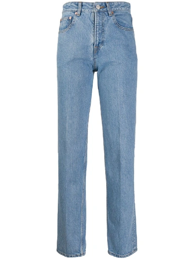 Shop Balenciaga Slim-fit V-detail Jeans In Blue