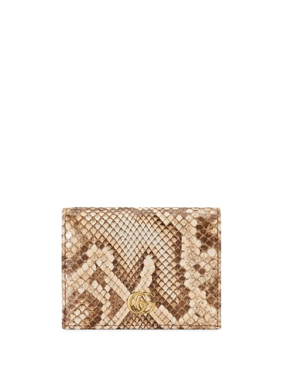 Shop Gucci Gg Marmont Cardholder In Neutrals