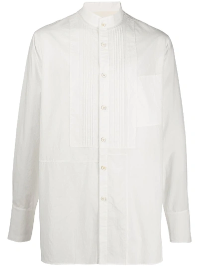 Shop Ziggy Chen Mandarin Collar Cotton Shirt In White