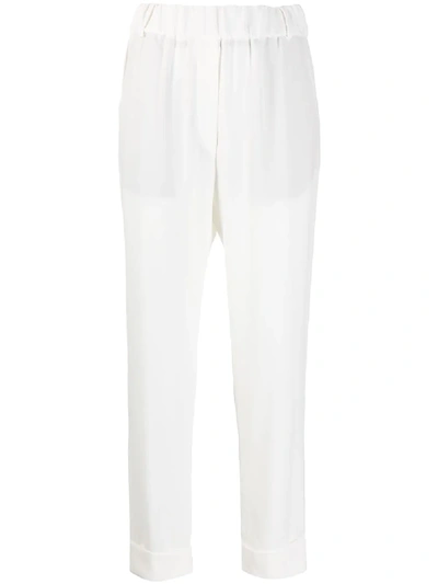 Shop Brag-wette Tapered Turned Up Hem Trousers In White