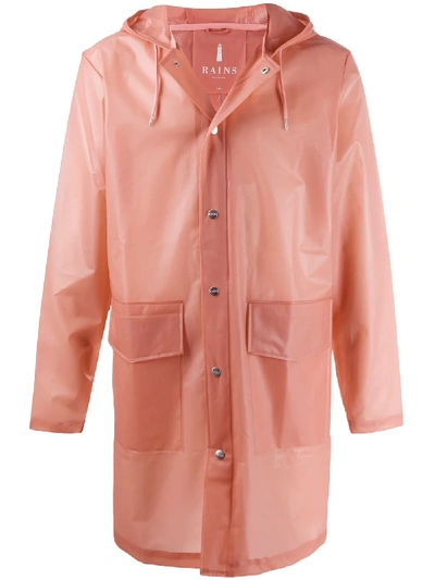 Shop Rains Hooded Transparent Raincoat In Orange