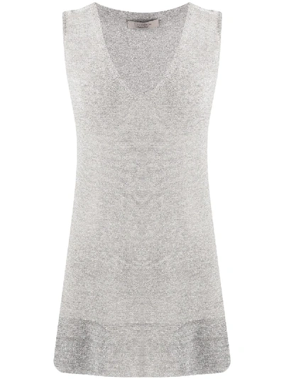 Shop D-exterior Metallized Knitted Top In Grey