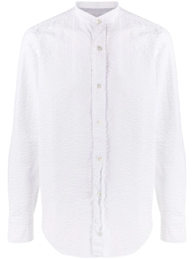 Shop Eleventy Textured Round-neck Shirt In White