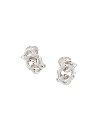 Pre-owned Dior 1980s  Chain Knot Earrings In Silver
