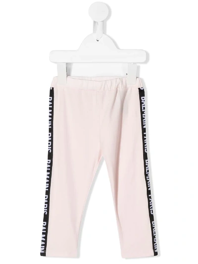 Shop Balmain Logo Print Sweatpants In Pink