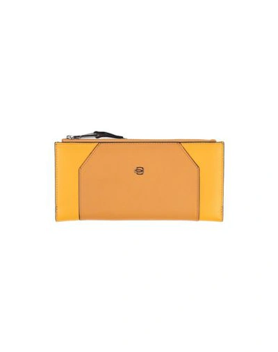 Shop Piquadro Woman Wallet Ocher Size - Soft Leather In Yellow