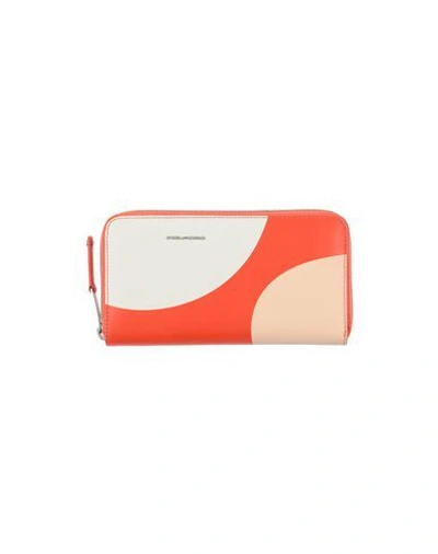 Shop Piquadro Woman Wallet Red Size - Bovine Leather
