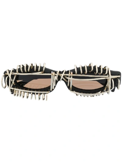 Shop Kuboraum Sculpted Sunglasses In Black