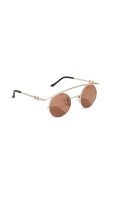Shop Karen Wazen Retro's Xl Sunglasses In Brown