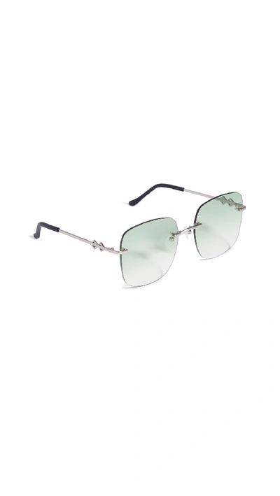 Shop Karen Wazen Madison Sunglasses In Green