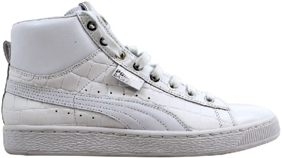 Pre-owned Puma Basket Mid Exotic White  (women's) In White/silver Foil