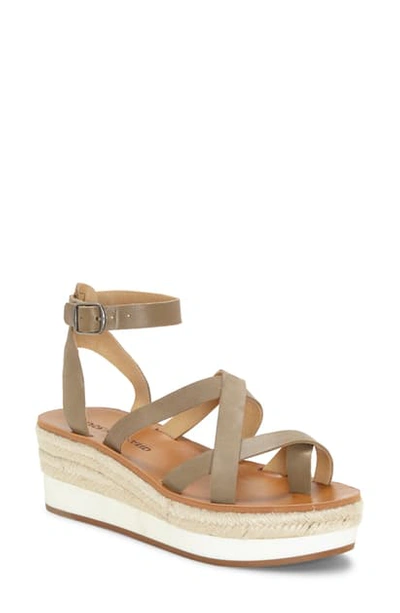 Shop Lucky Brand Jakina Platform Wedge Sandal In Fossilized Leather