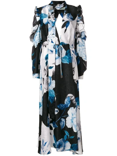 Shop Off-white Floral Print Maxi Dress Multicolor