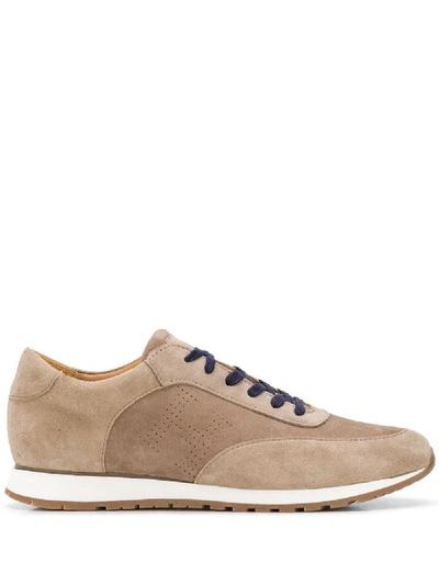 Shop Hackett Low-top Lace-up Sneakers In Neutrals