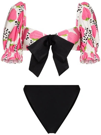 Shop Adriana Degreas Strawberry-print Short-sleeve Bikini Set In Pink