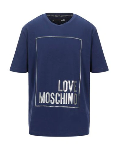 Shop Love Moschino T-shirts In Dark Blue