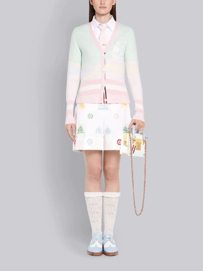 Shop Thom Browne White Seersucker Ship And Wheel Embroidered High Waist Short