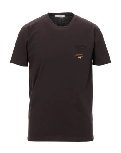 Shop Grey Daniele Alessandrini Man T-shirt Dark Brown Size M Cotton